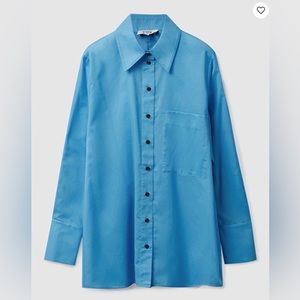 COS SEMI-SHEER OVERSIZED SHIRT in blue size 8